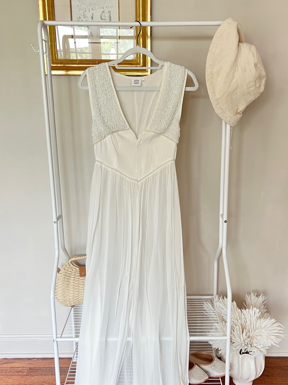 Somedays Lovin Ivory Sleeveless V-Neck Maxi Dress